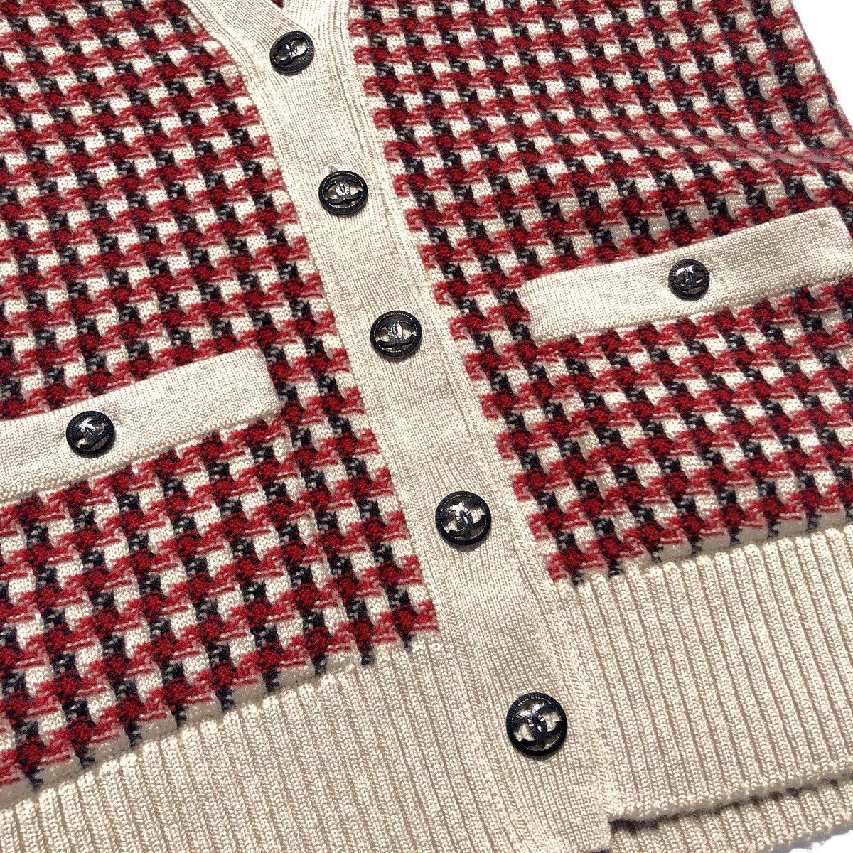 Chanel Chanel Multicolor Houndstooth Tweed Cashmere Cardigan Size S / US 4 / IT 40 - 3 Thumbnail
