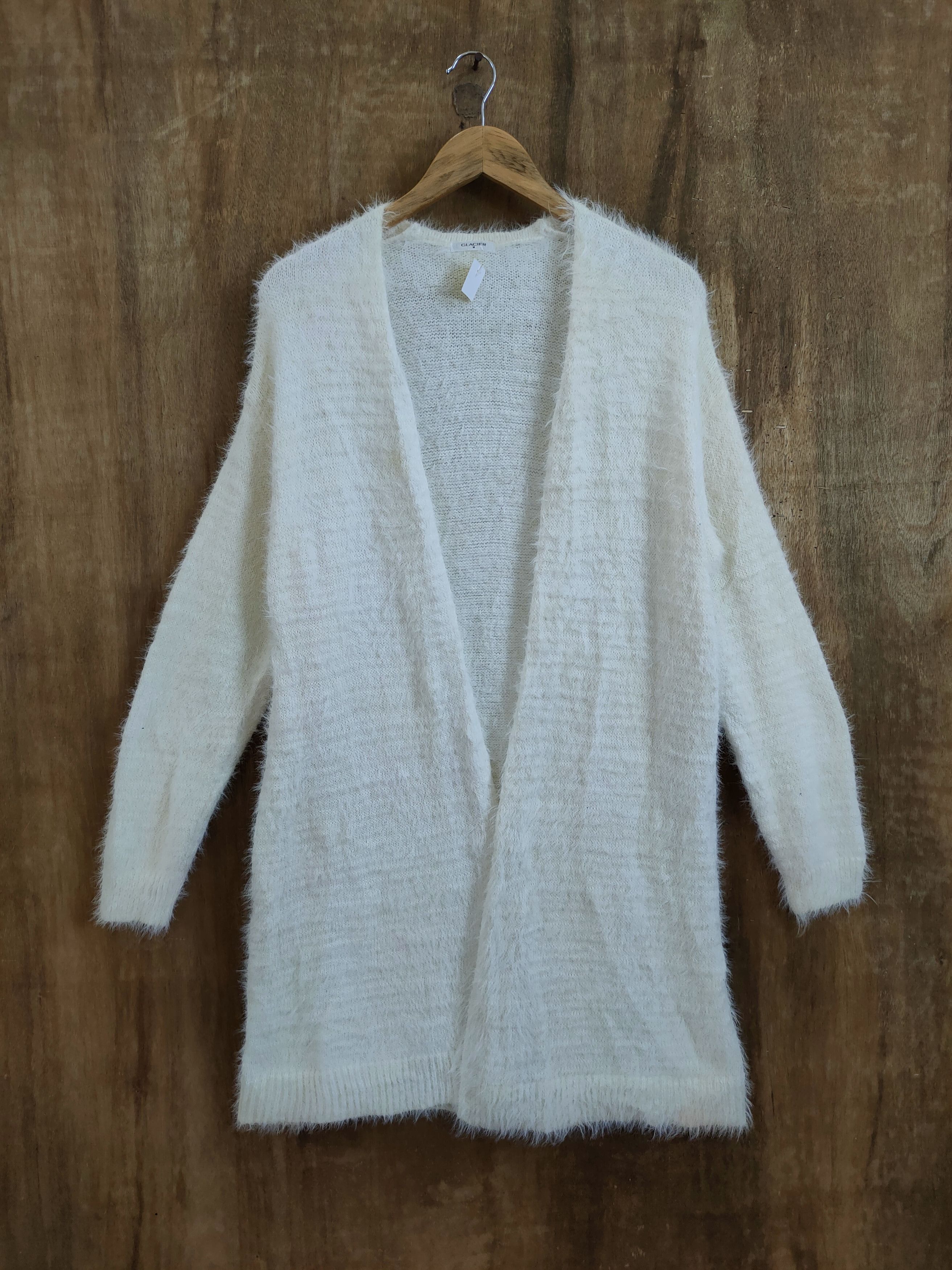 image of Glacier Long Cardigan Soft Fur Mohair Shag Shaggy 46-911 in White, Men's (Size Medium)