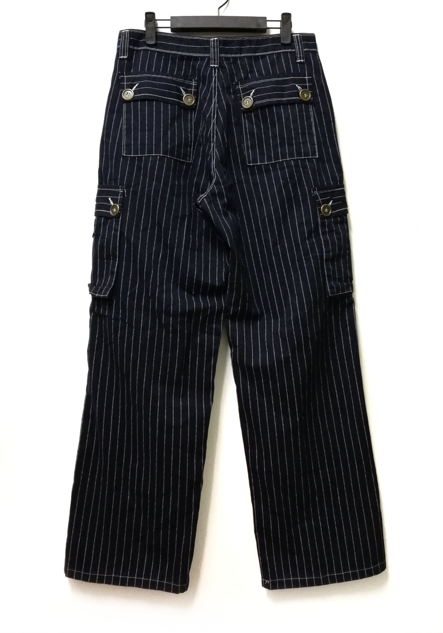 Japanese Brand × Other 🇯🇵 Unbrand Indigo Hickory Stripe Cargo Pants Size US 32 / EU 48 - 5 Thumbnail