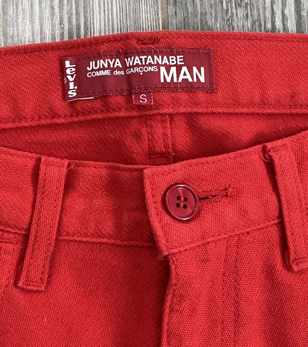 Comme des Garcons AD2001 Junya Watanabe Poem Red & Black Levi’s Denim Pants Size US 33 - 8 Thumbnail