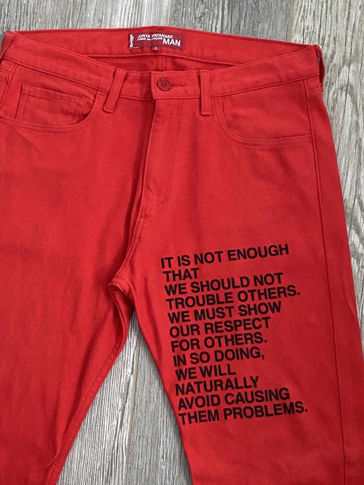 Comme des Garcons AD2001 Junya Watanabe Poem Red & Black Levi’s Denim Pants Size US 33 - 5 Thumbnail