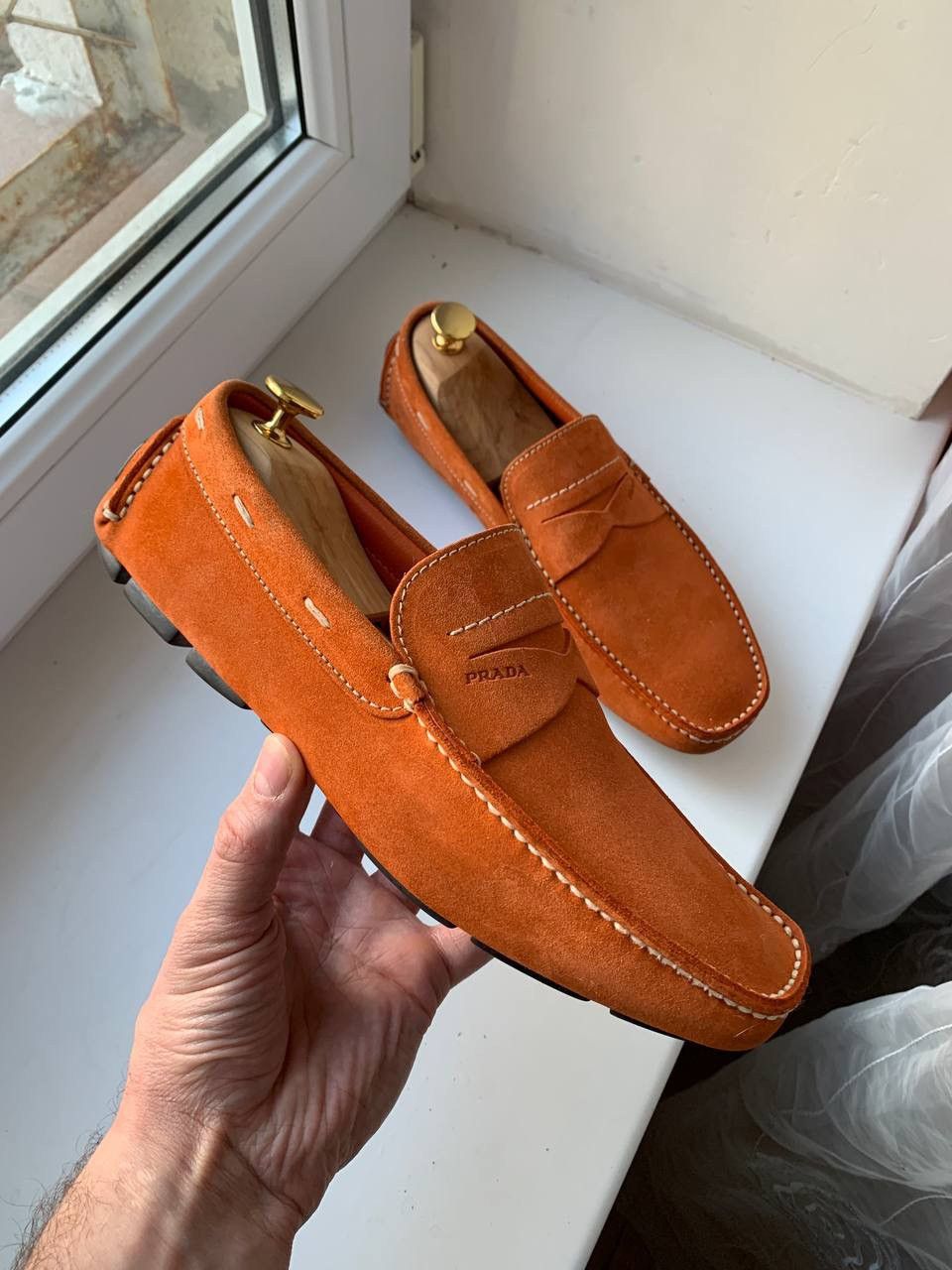 Prada leather loafers