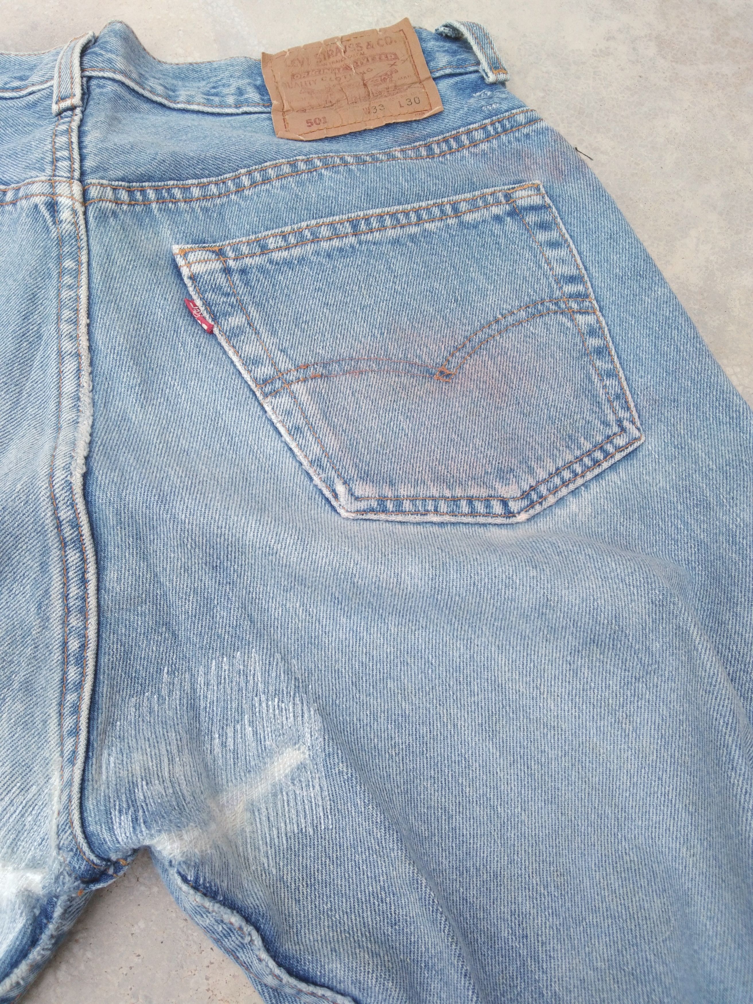 Levi's × Vintage 90s Vintage Levis 501 Made In USA Distressed Jeans 32x30 Size US 32 / EU 48 - 5 Thumbnail
