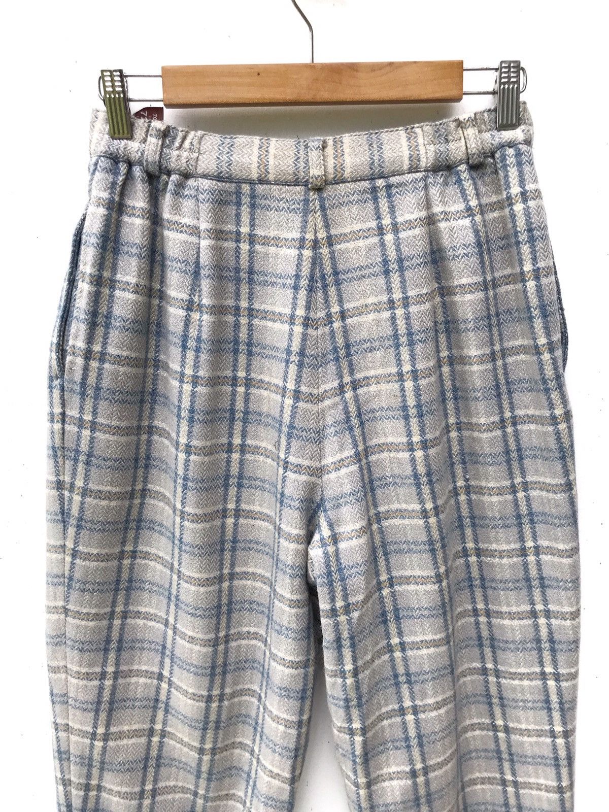 Handmade × Japanese Brand Vintage Japanese Wool Checkered High Waist Baggy Pants Size US 26 / EU 42 - 4 Thumbnail
