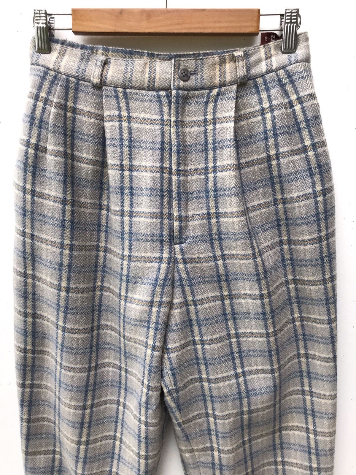Handmade × Japanese Brand Vintage Japanese Wool Checkered High Waist Baggy Pants Size US 26 / EU 42 - 3 Thumbnail