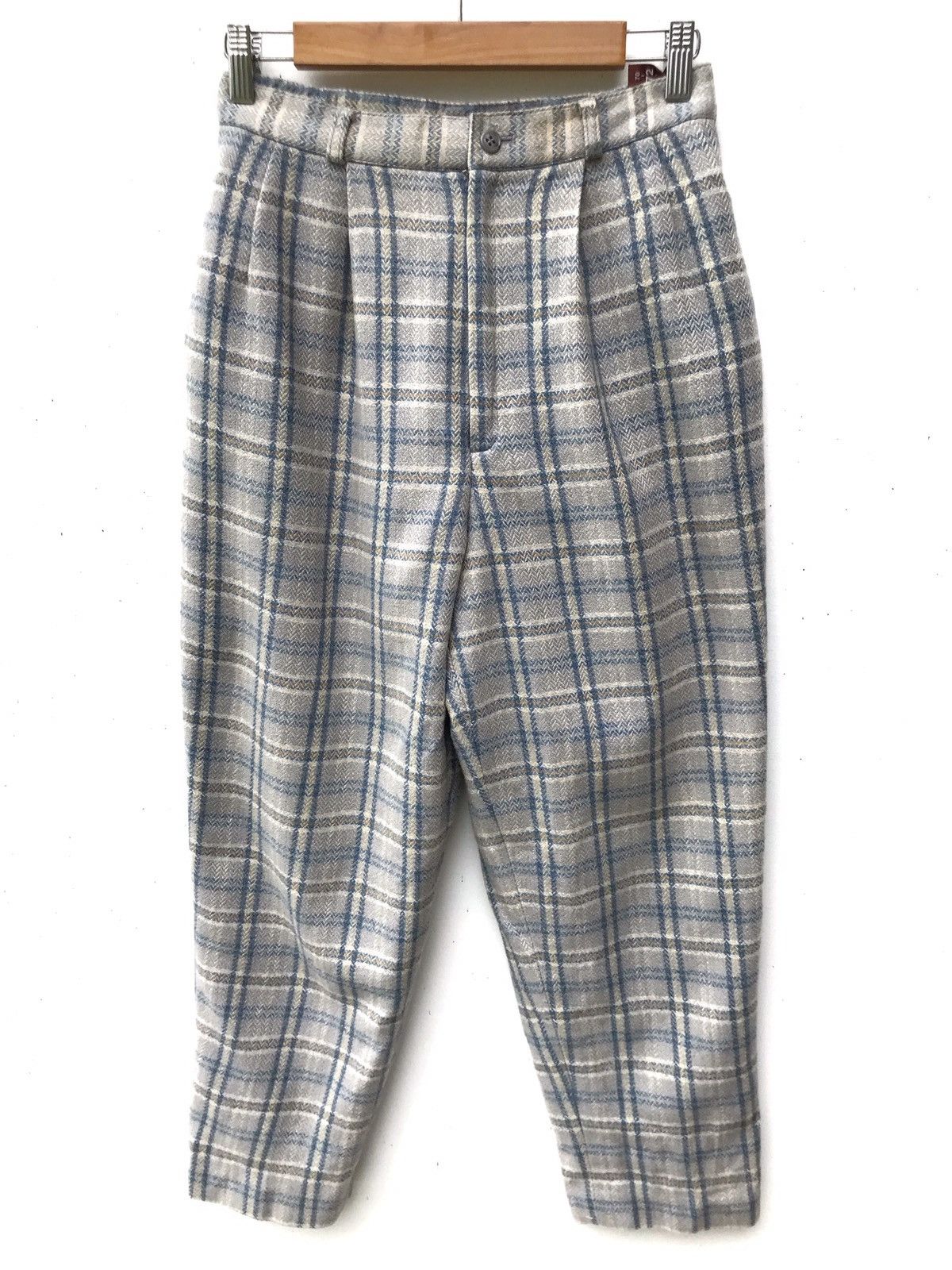 Handmade × Japanese Brand Vintage Japanese Wool Checkered High Waist Baggy Pants Size US 26 / EU 42 - 1 Thumbnail