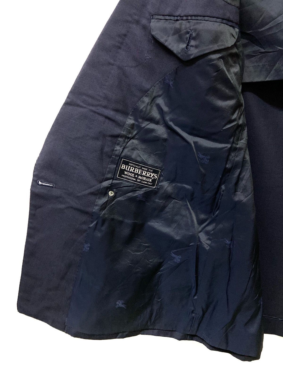 Burberry × Burberry Prorsum × Vintage Burberrys Dark Blue Double Breast Gold Steel Button Blazer Size 42L - 8 Thumbnail