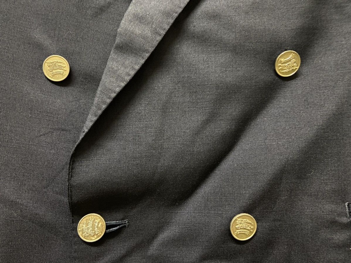 Burberry × Burberry Prorsum × Vintage Burberrys Dark Blue Double Breast Gold Steel Button Blazer Size 42L - 6 Thumbnail