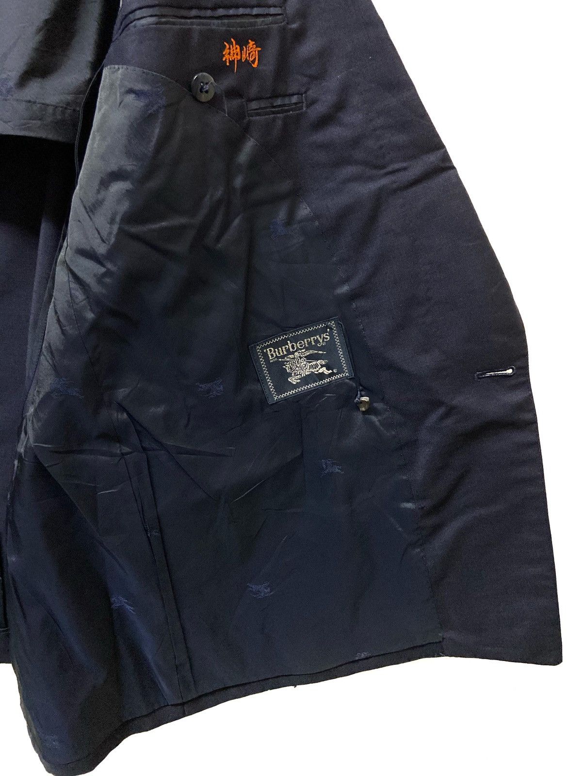 Burberry × Burberry Prorsum × Vintage Burberrys Dark Blue Double Breast Gold Steel Button Blazer Size 42L - 9 Thumbnail