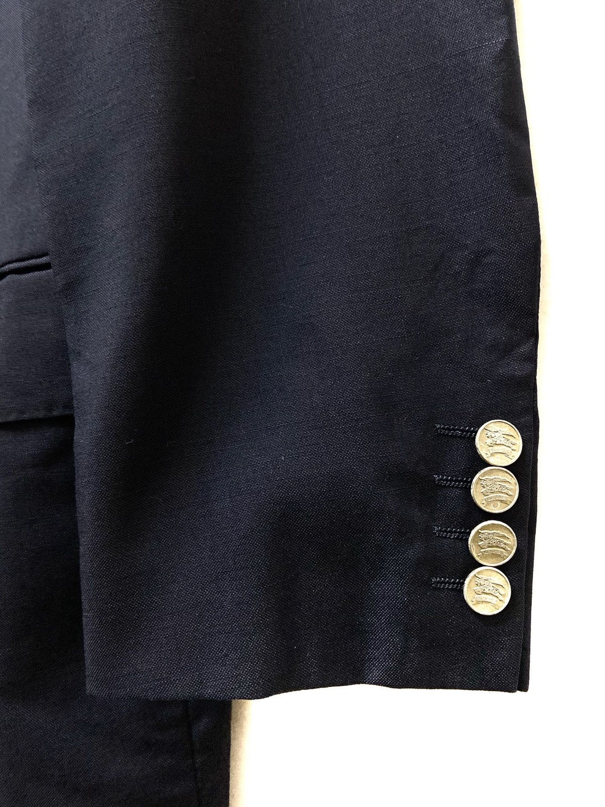 Burberry × Burberry Prorsum × Vintage Burberrys Dark Blue Double Breast Gold Steel Button Blazer Size 42L - 7 Thumbnail
