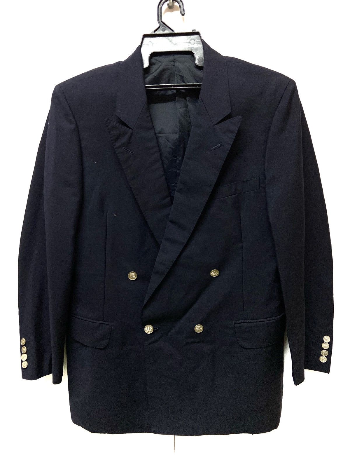 Burberry × Burberry Prorsum × Vintage Burberrys Dark Blue Double Breast Gold Steel Button Blazer Size 42L - 1 Thumbnail