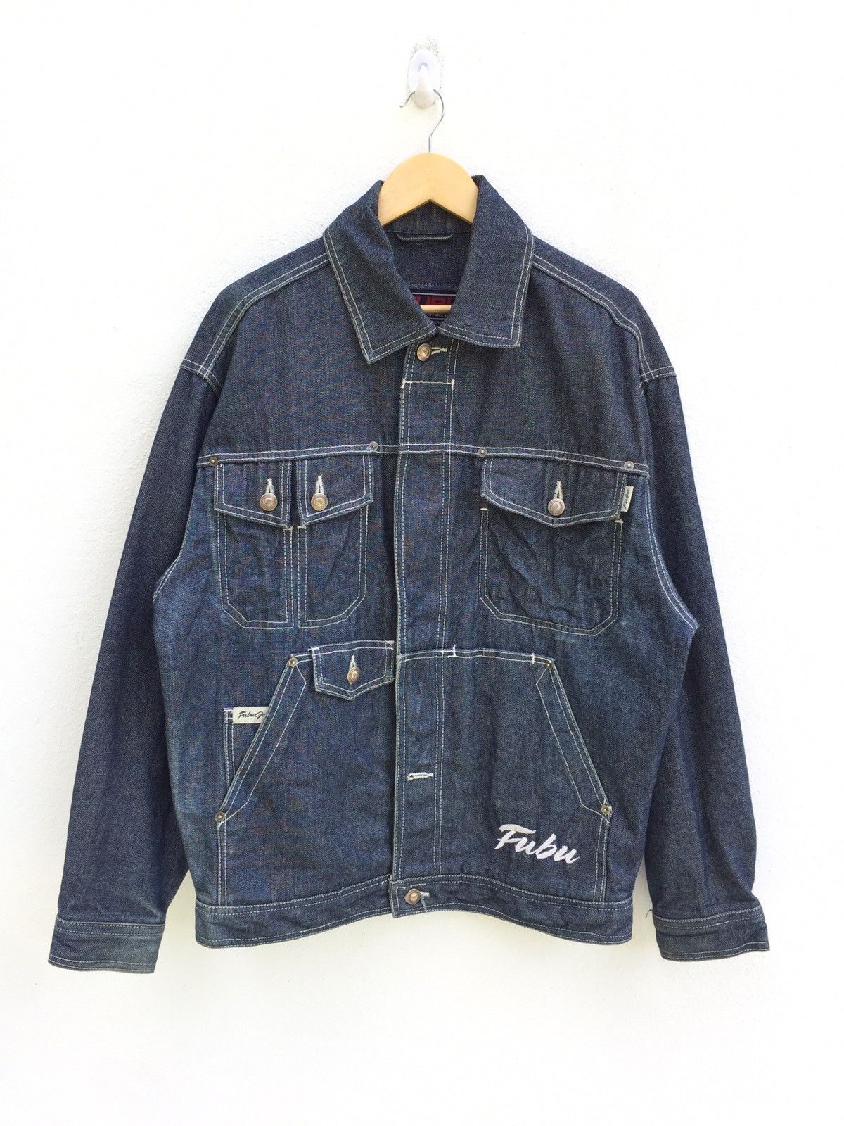 Fubu Fubu Denim Jacket Hip Hop Fashion Swag Rare Size US S / EU 44-46 / 1 - 1 Thumbnail
