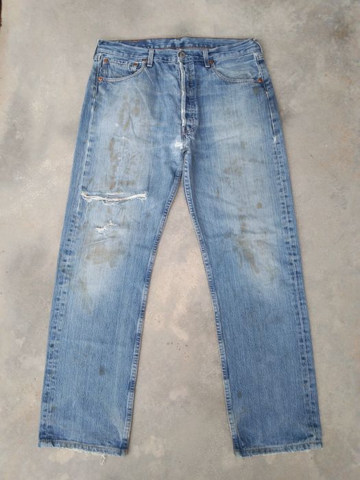 Vintage 90s Light Wash Vintage Levi's 501 Distressed Jeans 34x30 | Grailed