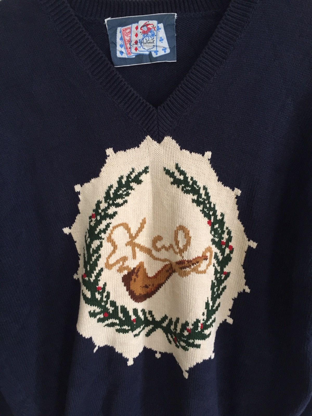Karl Helmut × Vintage KARL HELMUT Big Logo Armpit 23"Sweater Jumper Size US M / EU 48-50 / 2 - 2 Thumbnail