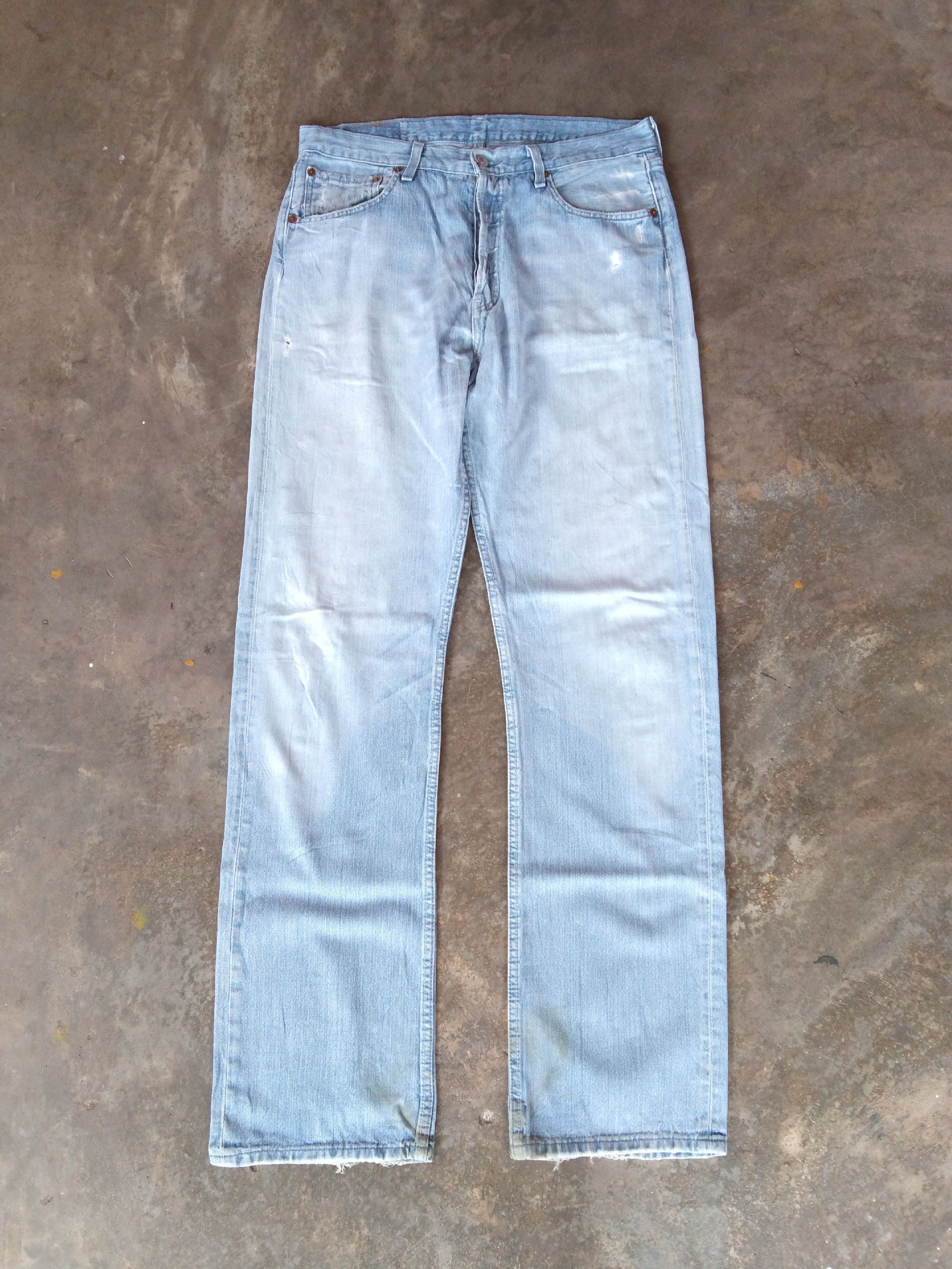 image of Levis x Vintage Levi's 501 Light Wash Distressed Jeans 33X34 in Blue, Men's