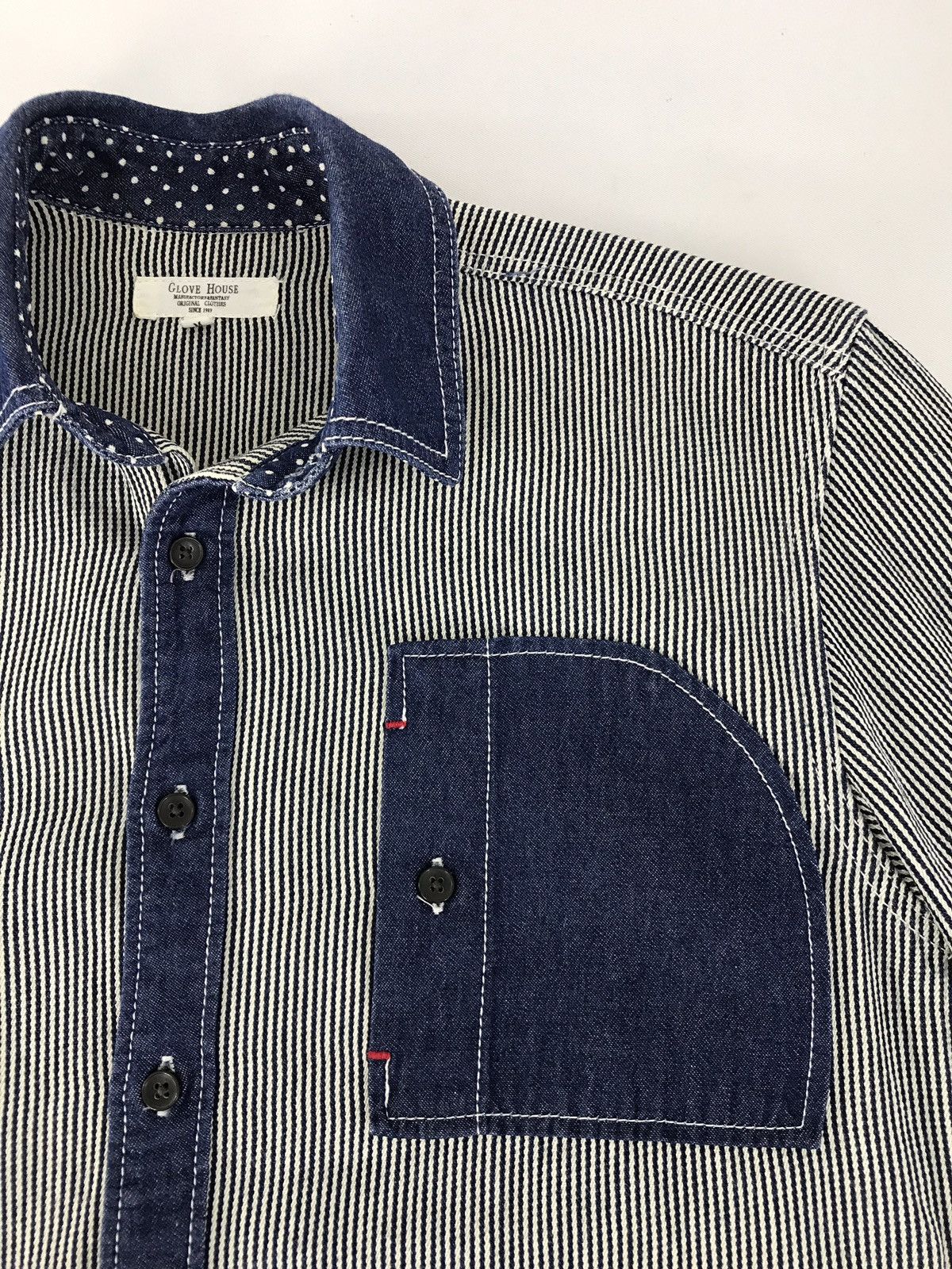 Japanese Brand Glove House Double Pocket Stripes Hickory Shirt Size US M / EU 48-50 / 2 - 4 Thumbnail