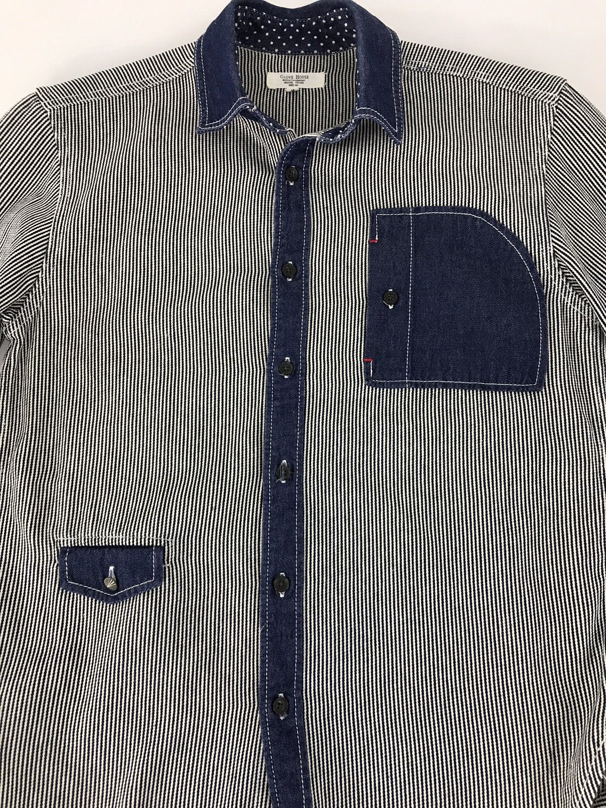 Japanese Brand Glove House Double Pocket Stripes Hickory Shirt Size US M / EU 48-50 / 2 - 3 Thumbnail