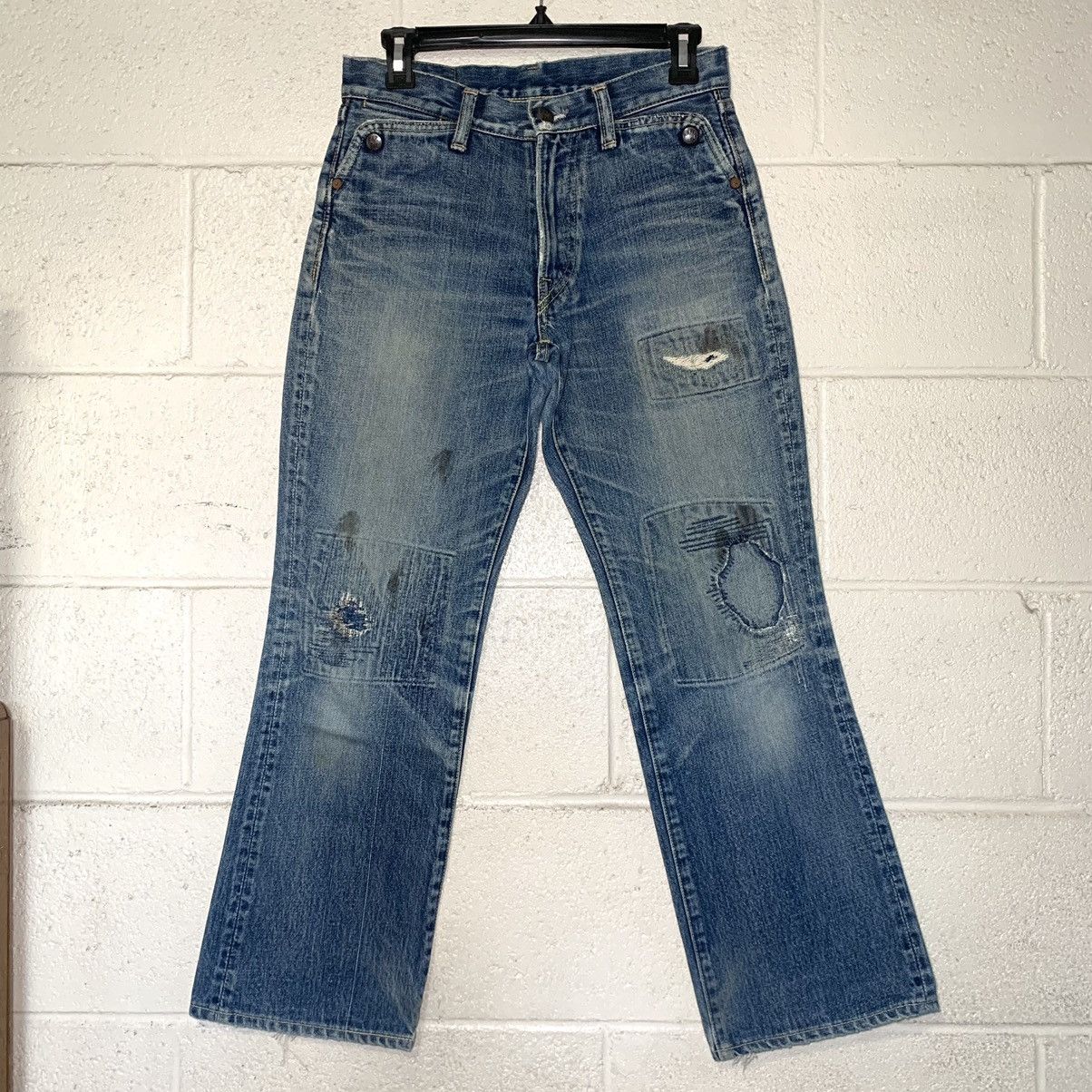 Kapital × Kapital Kountry Kapital Distressed Repaired Flared Denim Jeans 28x27 Size US 28 / EU 44 - 1 Thumbnail