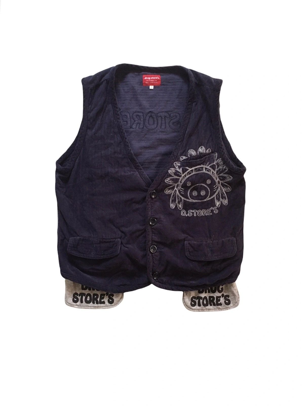 Japanese Brand × Vintage 🔥Drug Store's Mega Rare Styles Vests Size US S / EU 44-46 / 1 - 1 Thumbnail