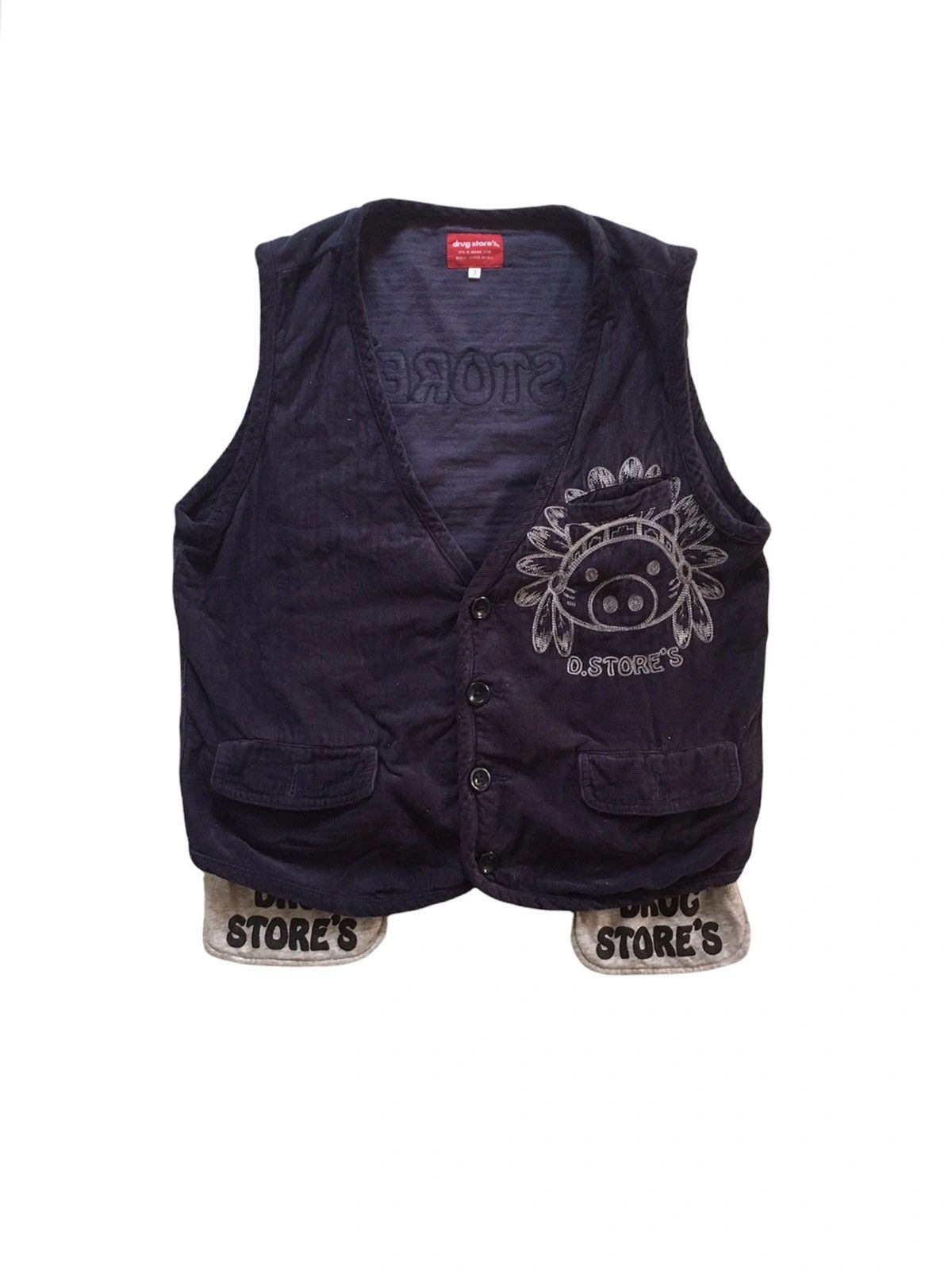 Image of Vintage Drug Store's Mega Styles Vests in Dark Blue, Men's (Size Small)