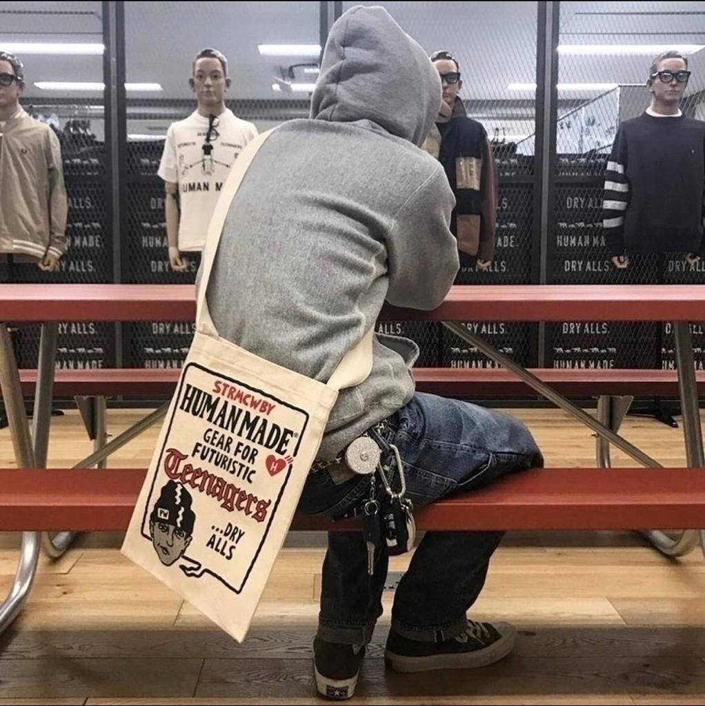 Human Made NIGO Shoulder Tote Bag Heart Logo Japanese Bags Luggage 