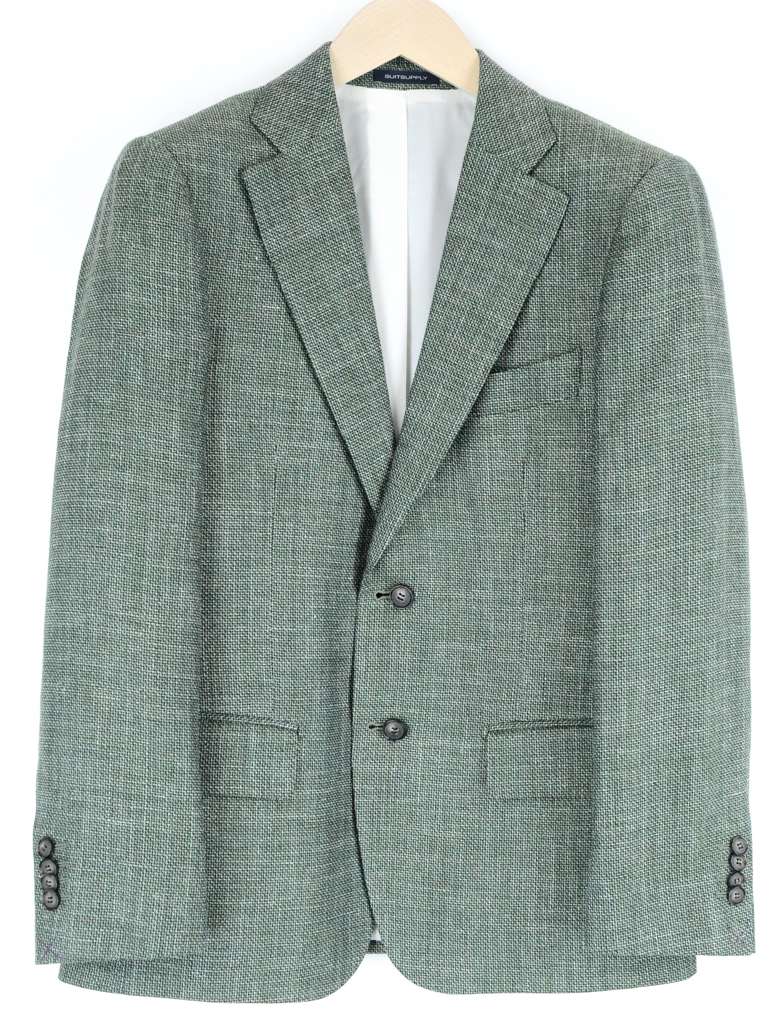 image of Suitsupply Lazio Uk38S Green Slim Wool Silk Linen Blazer 57826, Men's