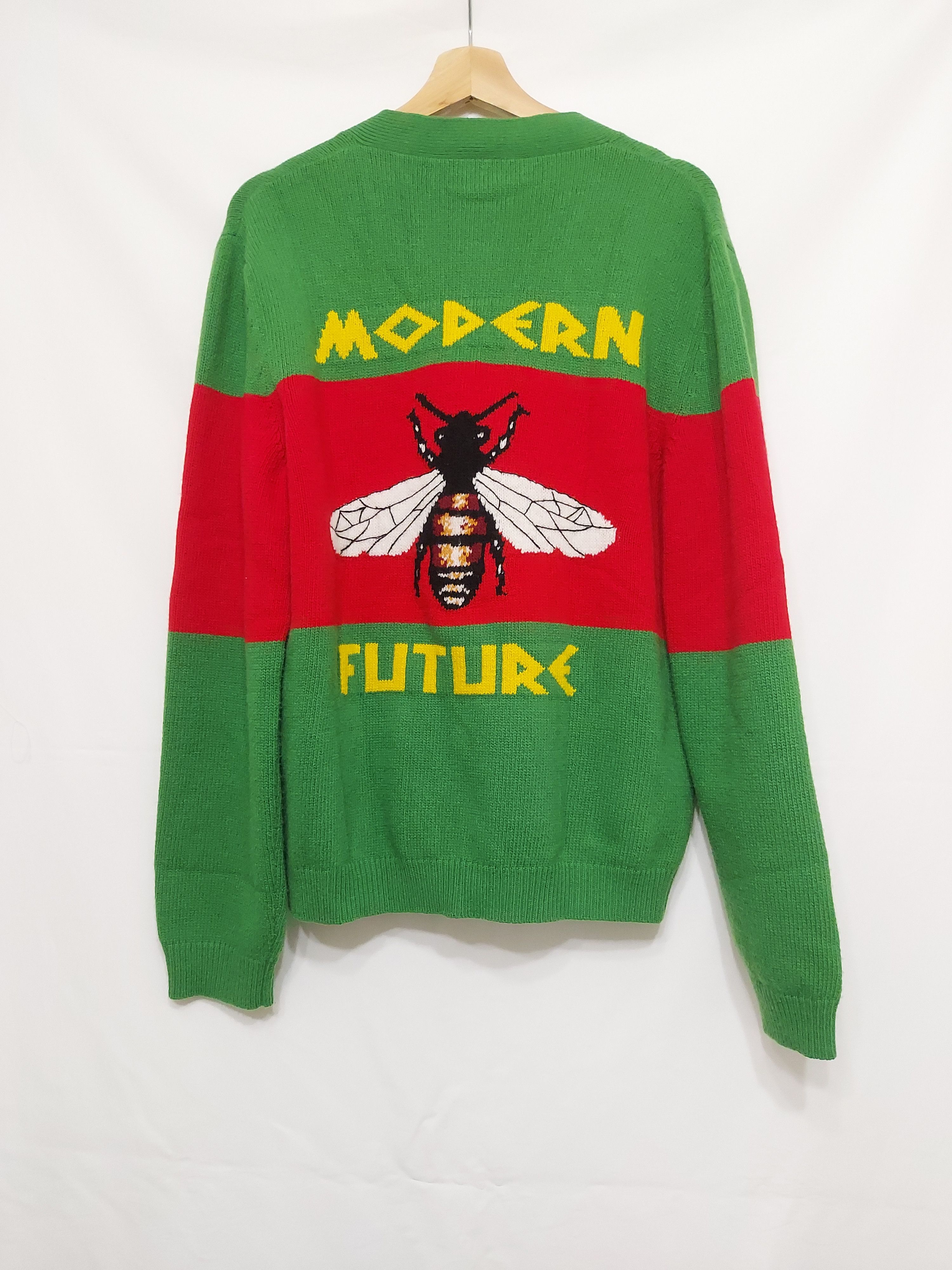 Pre-owned Gucci Garden Modern Future Bee Knit Cardigan In Green