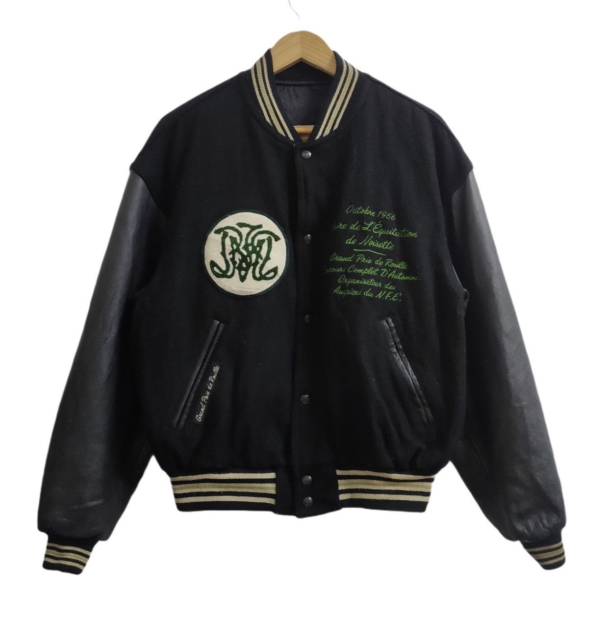 💥PPFM Wool Leather Varsity Jacket