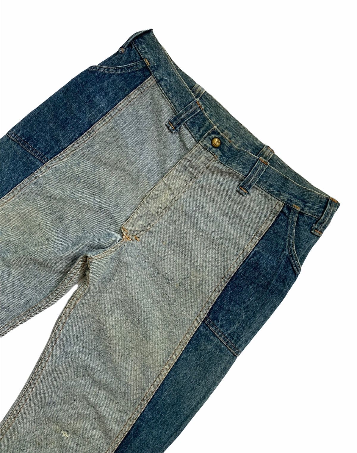 If Six Was Nine × Lee 🔥 70s Jeans Lee Reversible Flare Two Tone Patchwork Pants Size US 33 - 2 Thumbnail