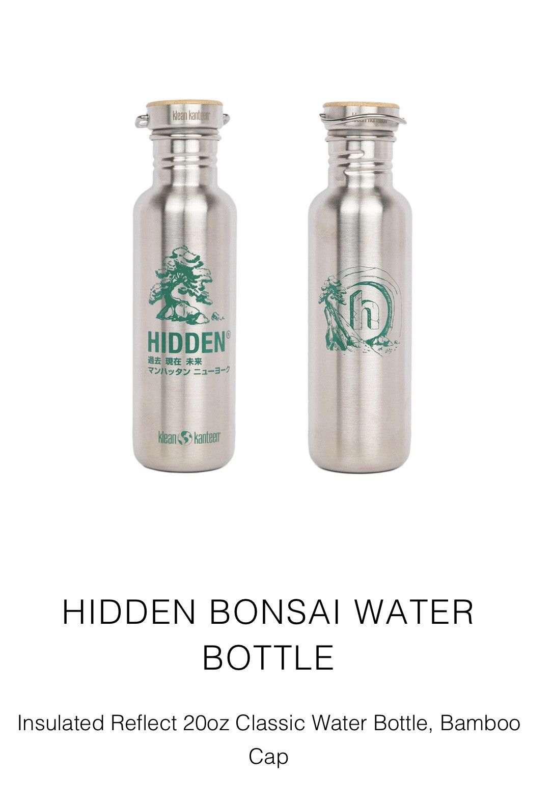 image of Hidden Ny Bonsai Water Bottle in Silver, Men's