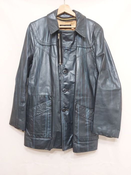 Geoffrey B. Small Reworked Metallic Vomit Paint Leather Jacket Grailed