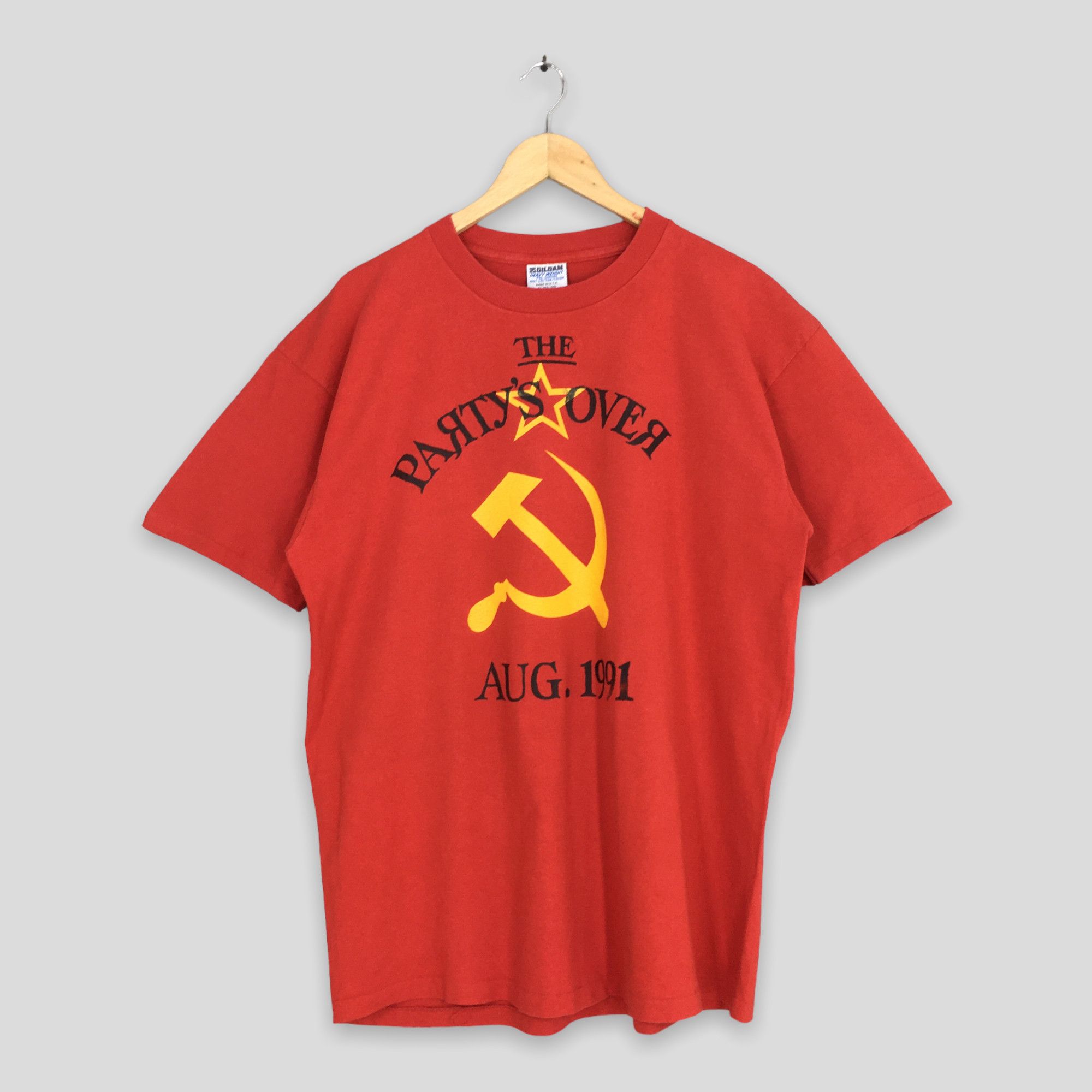 image of 90's Cccp The Party Is Over Ussr T-Shirt Xlarge in Red, Men's