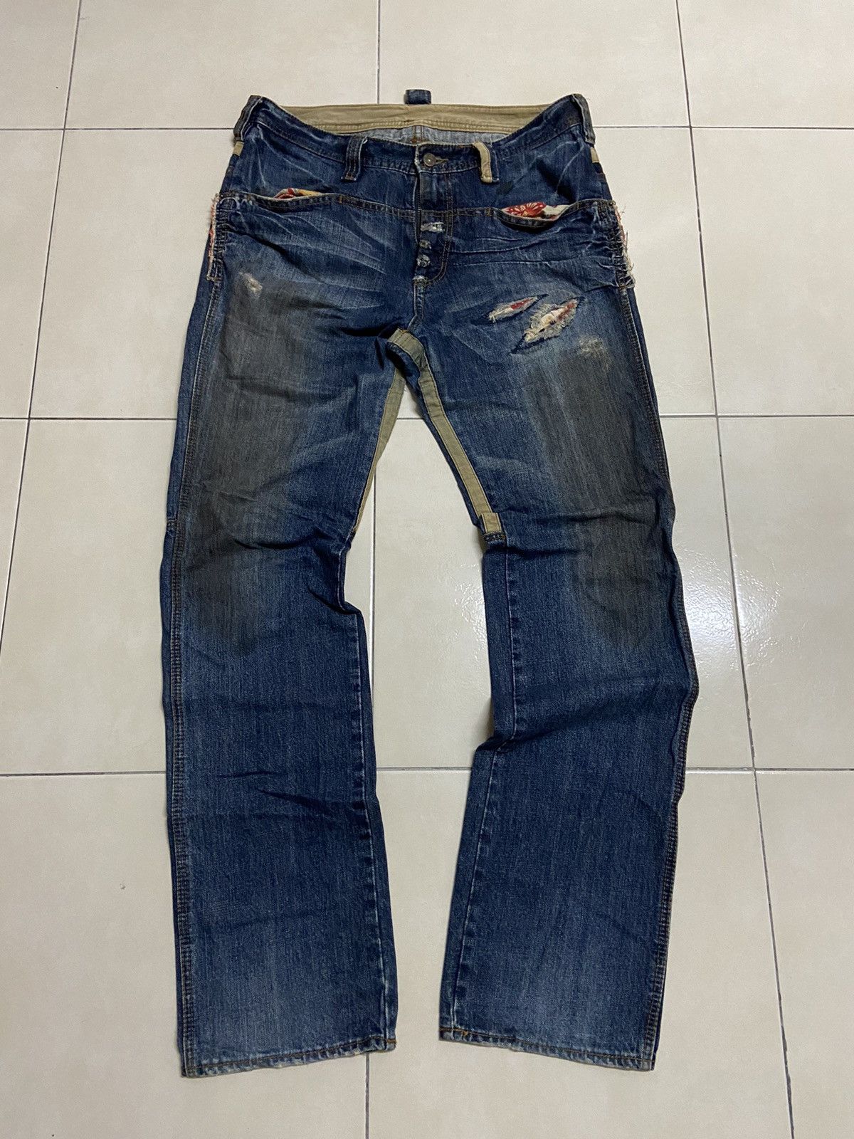 Japanese Brand PPFM Double Waist Jeans Size US 33 - 10 Thumbnail