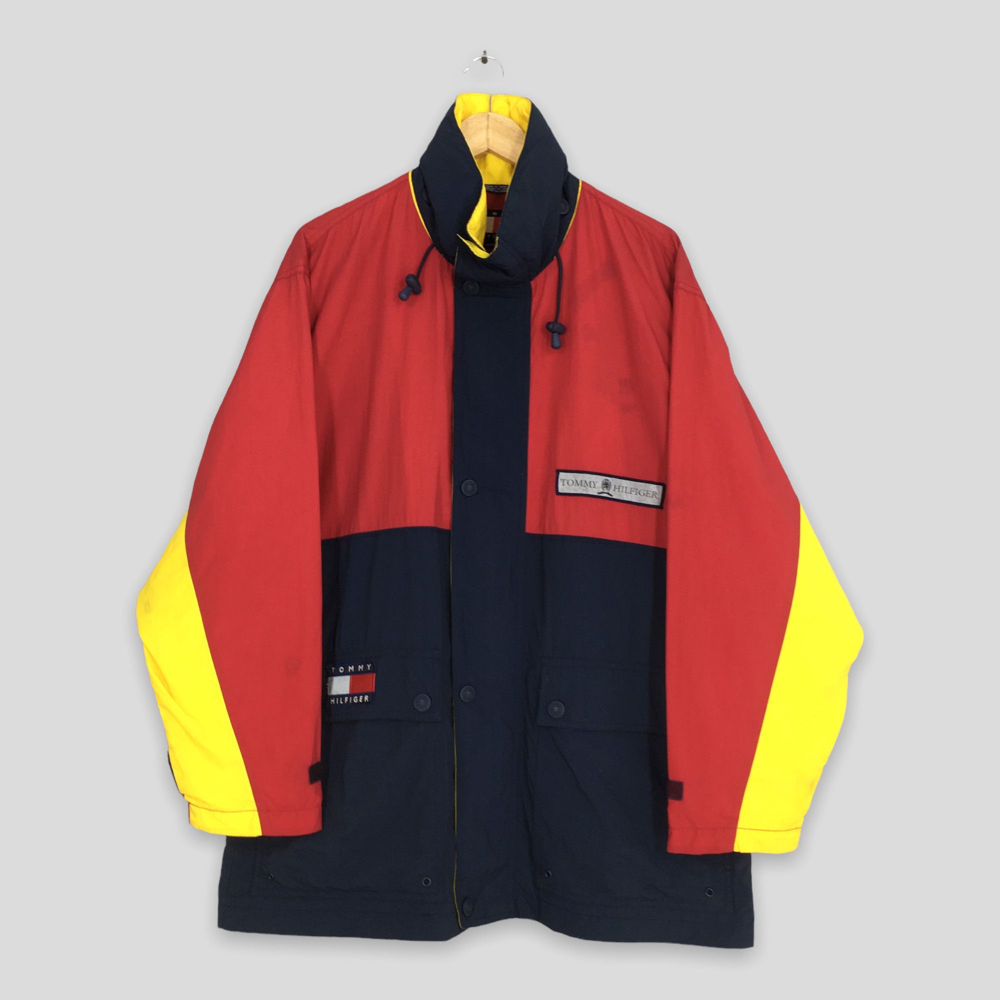 image of Tommy Hilfiger Colorblock Hoodie Jacket Medium in Red, Men's