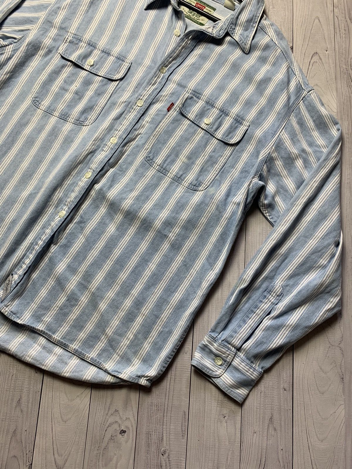 Levi's × Levi's Vintage Clothing × Vintage Vintage Levis shirt striped blue size XL Size US XL / EU 56 / 4 - 5 Thumbnail