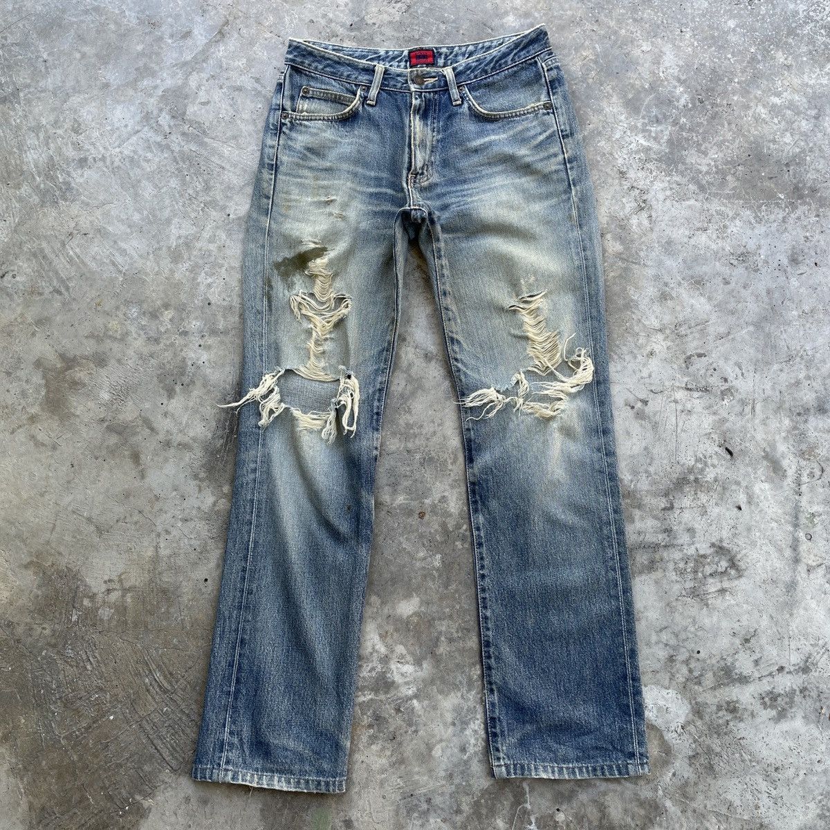 THRASHED💥 Vintage Japanese Distressed Jeans Denim Pants