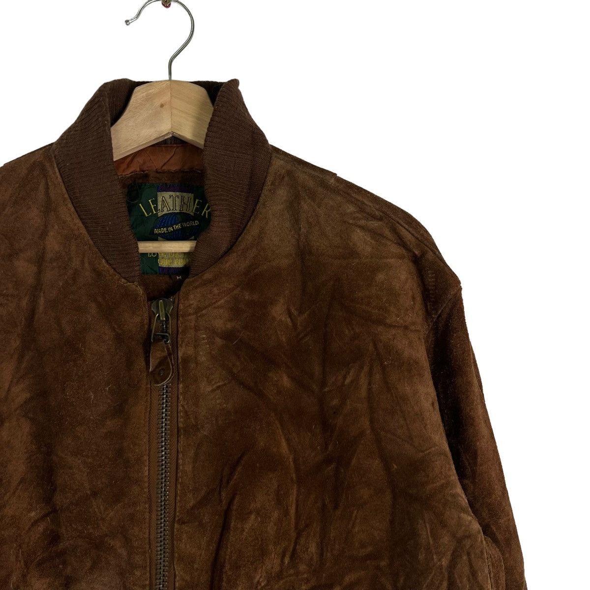 Vintage VINTAGE BOMBER LEATHER JACKET SUIDE RARE DESIGN Size US M / EU 48-50 / 2 - 5 Thumbnail