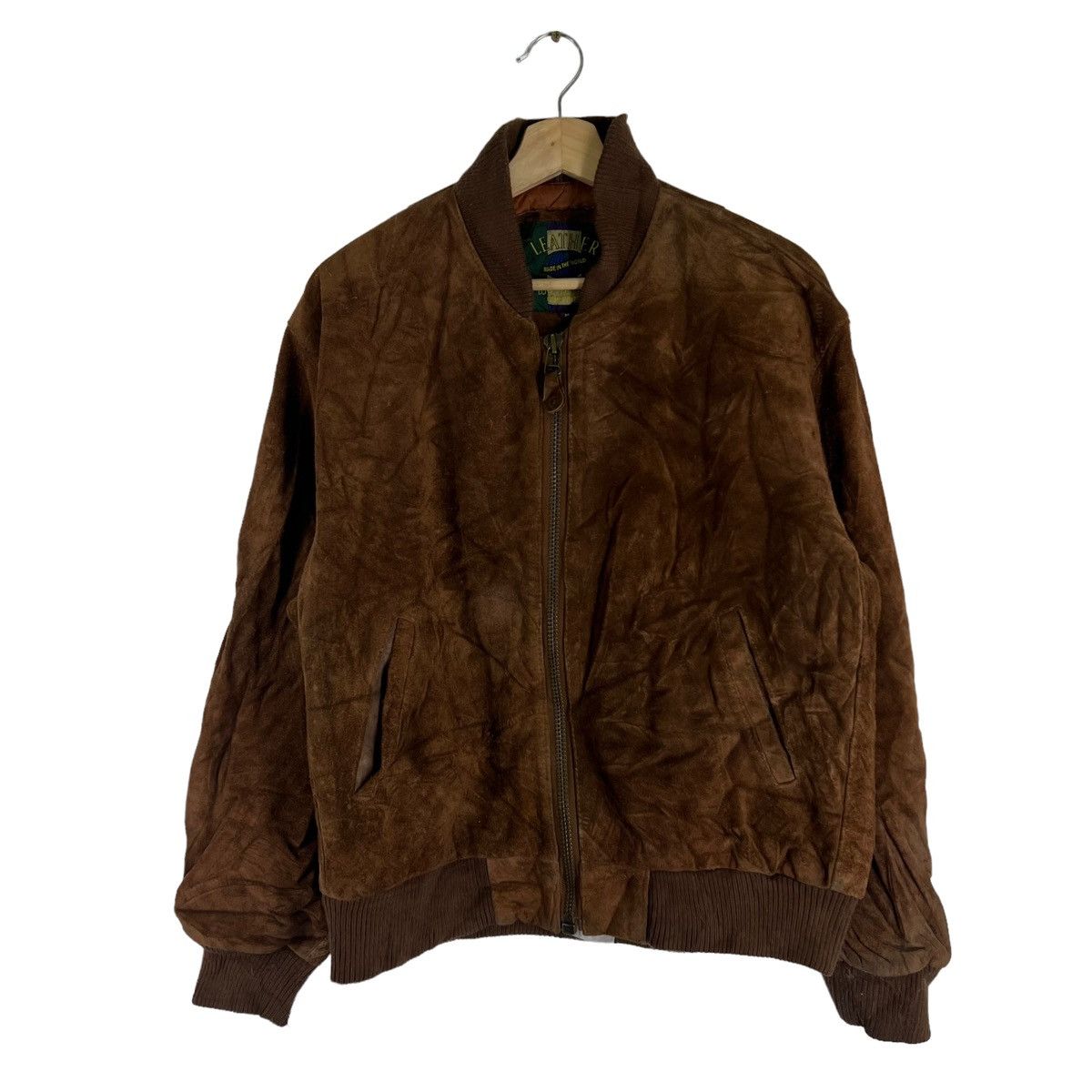 Vintage VINTAGE BOMBER LEATHER JACKET SUIDE RARE DESIGN Size US M / EU 48-50 / 2 - 1 Thumbnail