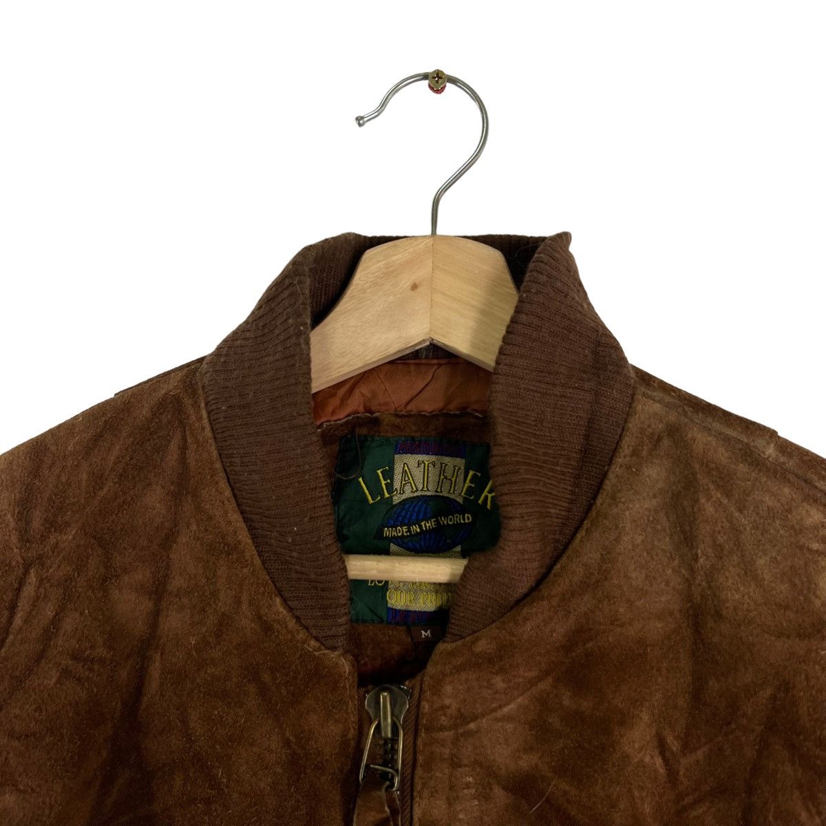 Vintage VINTAGE BOMBER LEATHER JACKET SUIDE RARE DESIGN Size US M / EU 48-50 / 2 - 7 Thumbnail