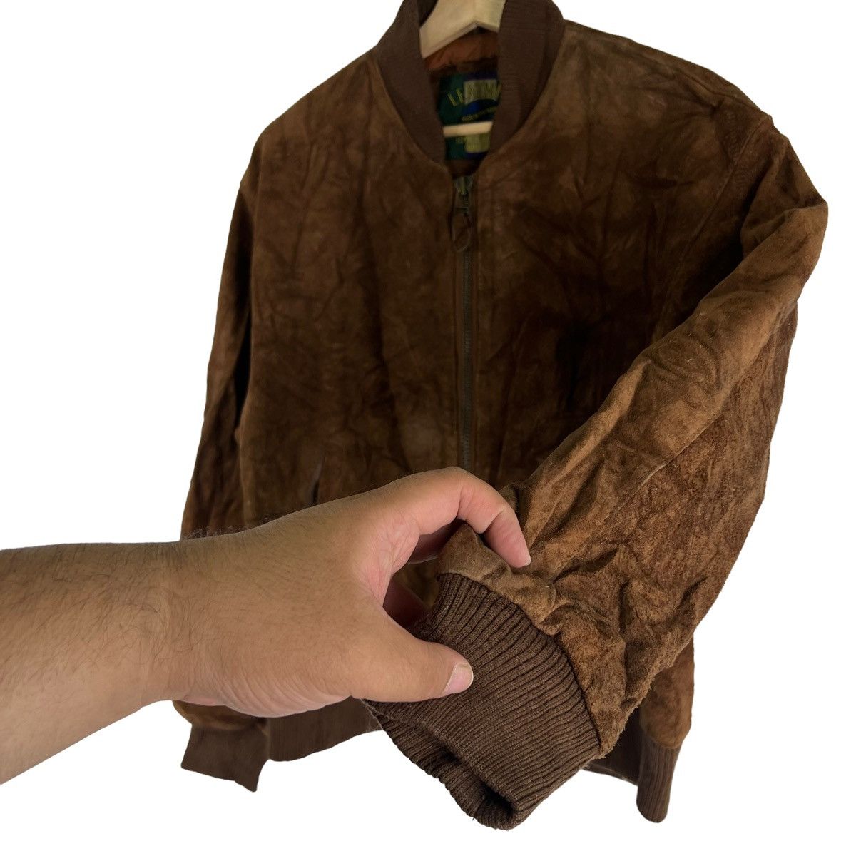 Vintage VINTAGE BOMBER LEATHER JACKET SUIDE RARE DESIGN Size US M / EU 48-50 / 2 - 6 Thumbnail