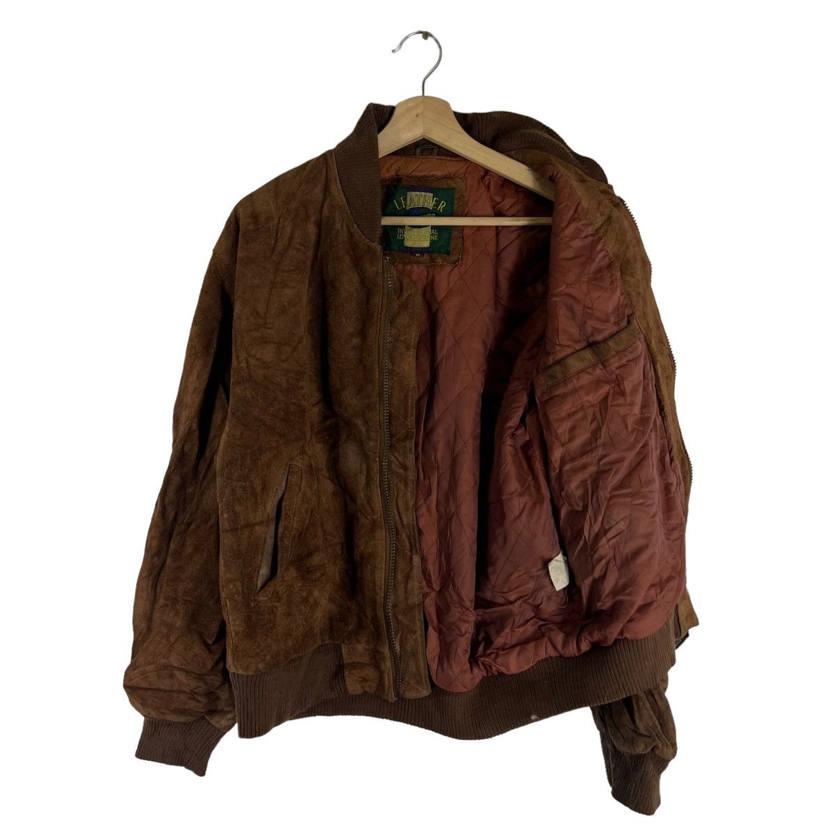 Vintage VINTAGE BOMBER LEATHER JACKET SUIDE RARE DESIGN Size US M / EU 48-50 / 2 - 9 Thumbnail