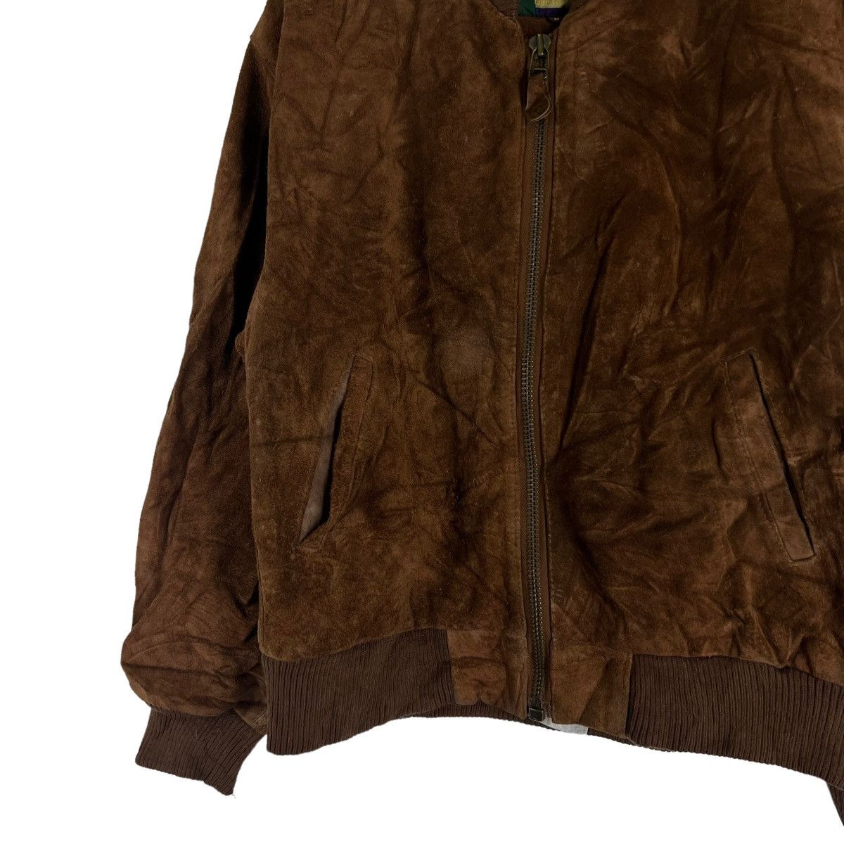 Vintage VINTAGE BOMBER LEATHER JACKET SUIDE RARE DESIGN Size US M / EU 48-50 / 2 - 4 Thumbnail