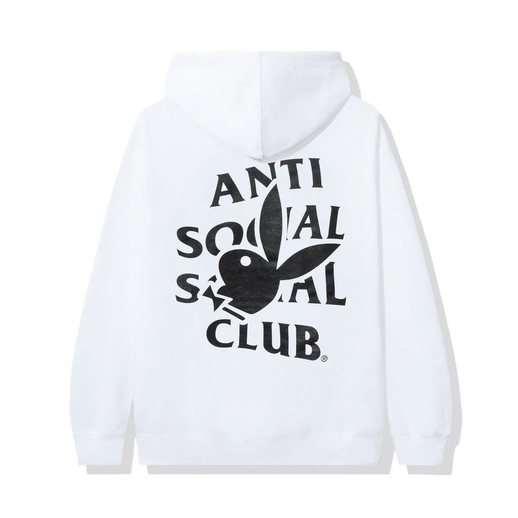 image of Anti Social Social Club x Playboy Ds Black Playboy X Assc Bunny Logo White Hoodie Bape Supreme (Siz