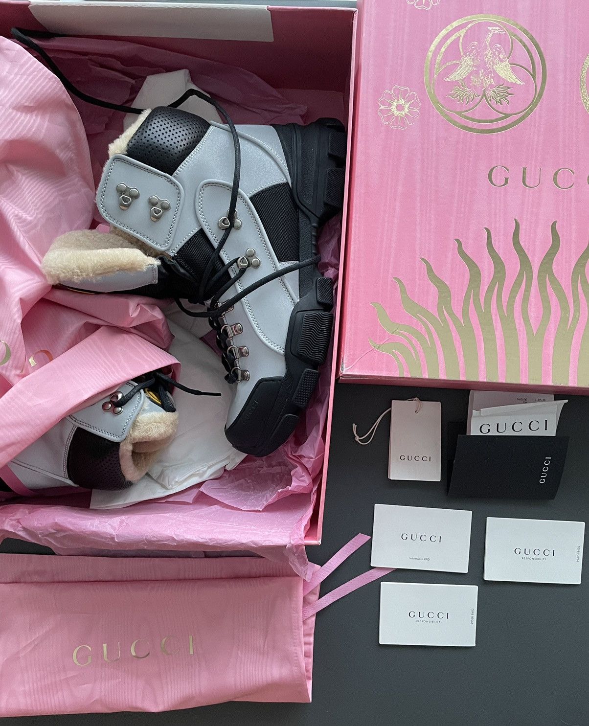 Gucci Rare $2k Limited Edition Shearling Flashtrek Boots New Size US 8.5 / EU 41-42 - 4 Thumbnail