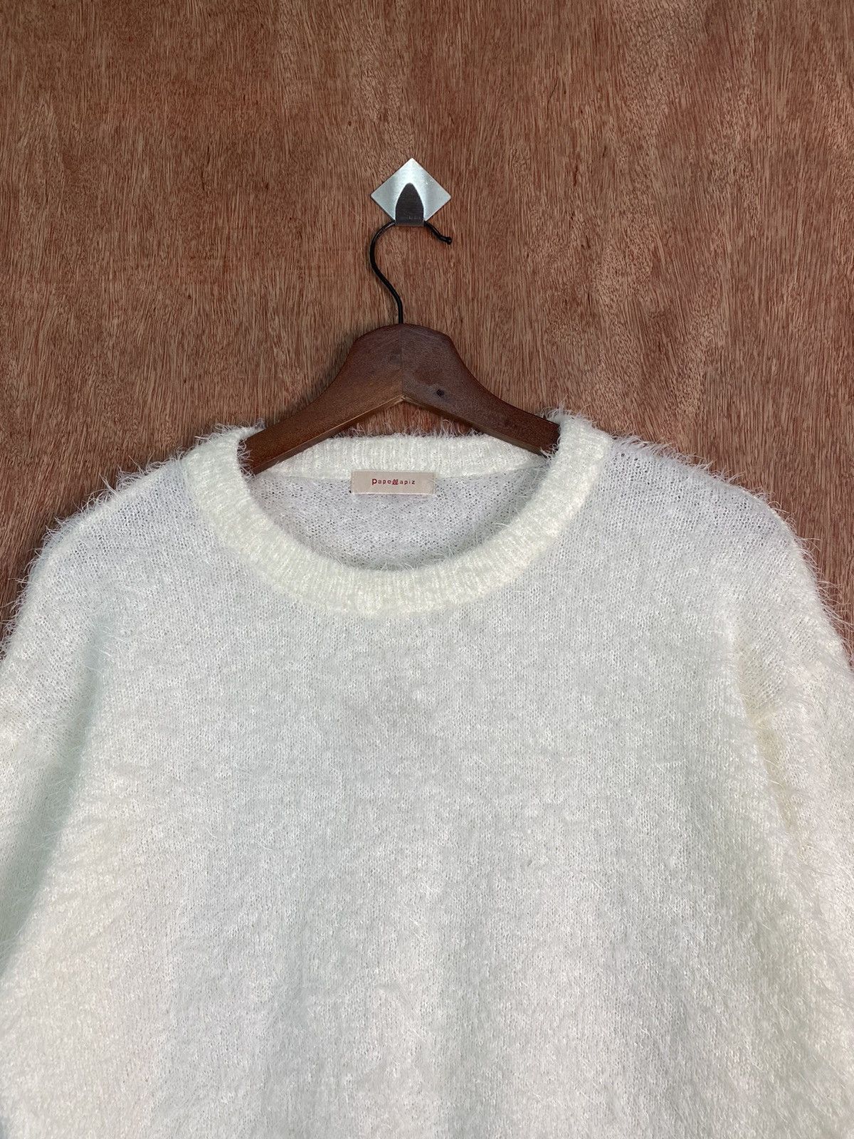 Homespun Knitwear × Japanese Brand DL Pape Apiz White Shag Shaggy Fur Mohair Knitwear #B621 Size US S / EU 44-46 / 1 - 2 Thumbnail