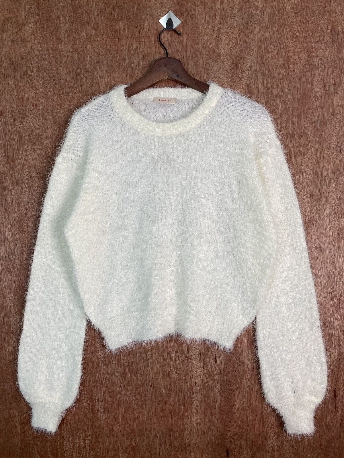 Homespun Knitwear × Japanese Brand DL Pape Apiz White Shag Shaggy Fur Mohair Knitwear #B621 Size US S / EU 44-46 / 1 - 1 Thumbnail