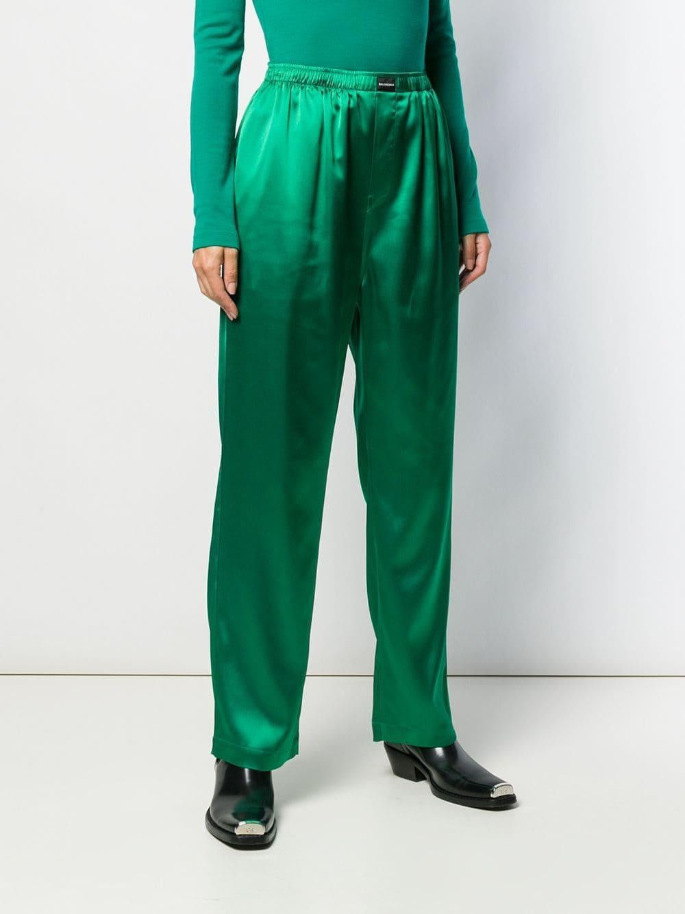Balenciaga Balenciga green satin pants Size 26" / US 2 / IT 38 - 2 Thumbnail