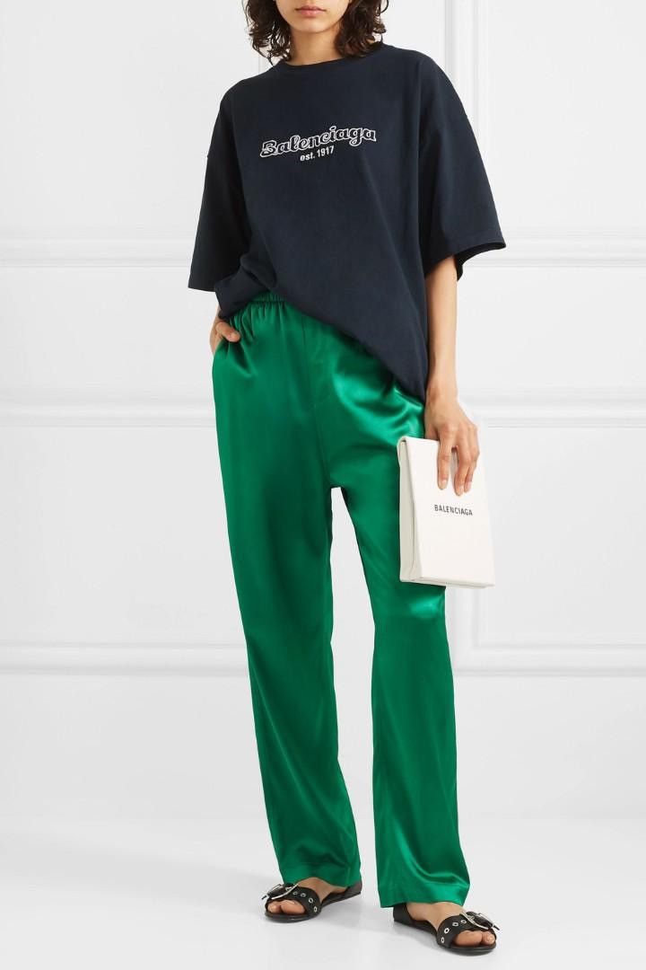 Balenciaga Balenciga green satin pants Size 26" / US 2 / IT 38 - 1 Thumbnail