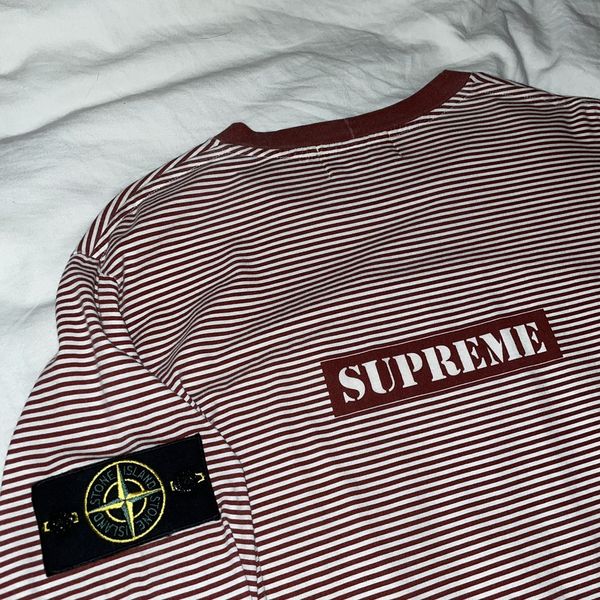 Supreme x stone cheap island striped long sleeve