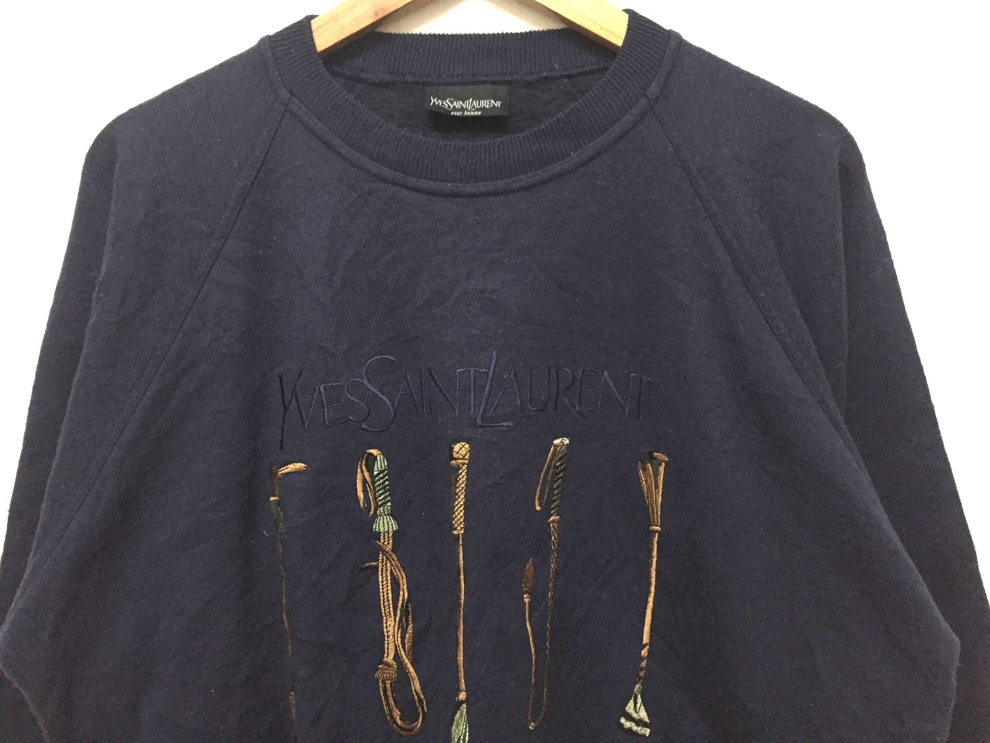 Yves Saint Laurent 90's YSL embroidered logo Cowboy sweatshirt luxury Size US M / EU 48-50 / 2 - 3 Thumbnail